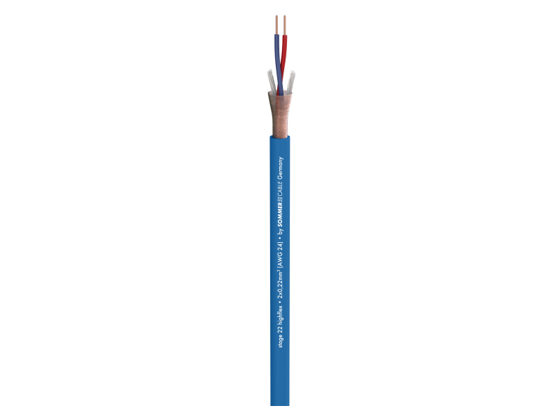 SOMMER CABLE Stage 22 Highflex; 2 x 0,22 mm2; PVC 6,40 mm przewód mikrofonowy, niebieski